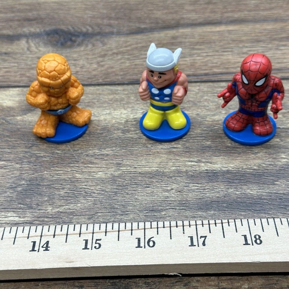 TM MARVEL PVC SUPER Heroes Lot of 3. Spider Man, Thor, And Thing.